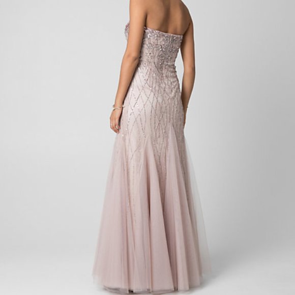 Rose Gold Embellished Tulle Sweetheart Gown - Picture 2 of 5